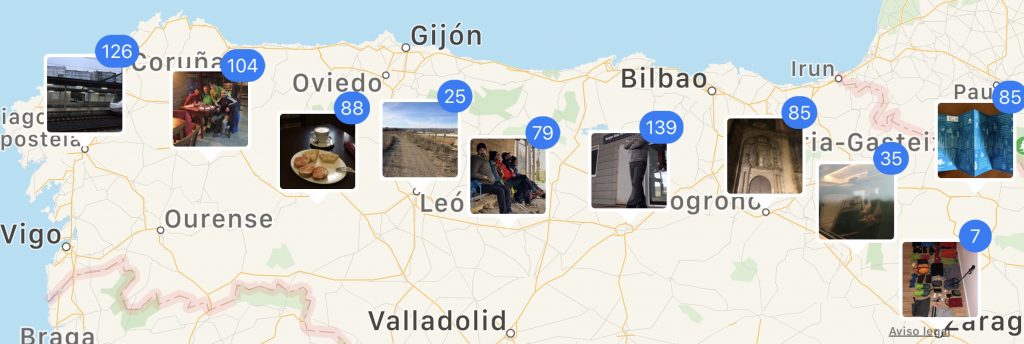 Photos of the Camino on the map