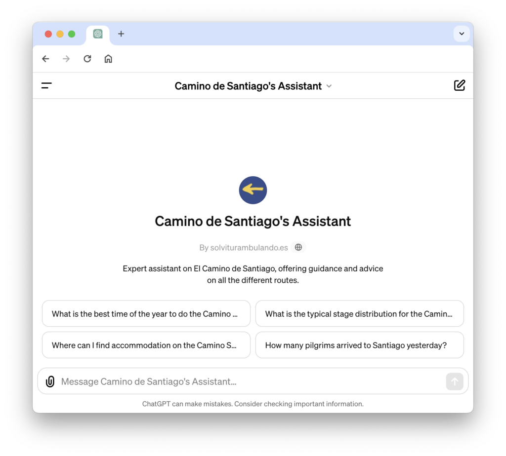 chatgpt camino de santiago assistant OpenAI custom